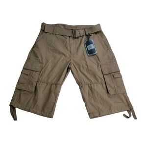 Request Jeans Premium - Mens Long Y2K Baggy Brown Cargo Shorts - Size 36